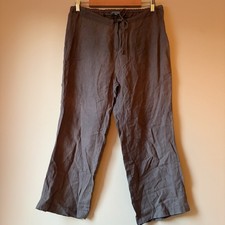Claire Powell Women’s Pants Size 12 Grey Linen Zip Front With Tie Elastic Back Women's Trousers price