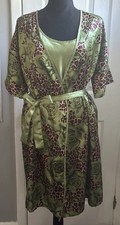 VTG Night Essence Women’s Tropical Cheetah Floral Satin Night Gown And Robe Set Women's Nightgown and Robe price