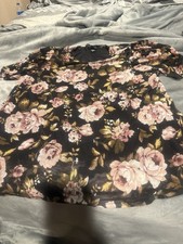 A Love Story Floral Blouse Women 2X Black Floral Mesh Flutter Sleeve Top Tunic price