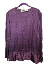 Phool Top Womens XL Purple Jacquard Paisley Long Sleeve Velvet Trim Tunic Tunic price