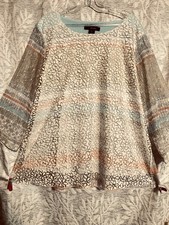Ali Miles Tunic Top Women's 1X Relaxed Fit Beautiful Floral Tunic price