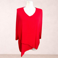 BEME Plus Size M 18-20 Red Asymmetrical Layered Top Tunic 3/4 Sleeve Tunic price