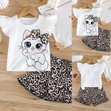 Toddler Baby Girls Ruffle T Shirt Tops Leopard Print Shorts Outfit Clothes Set Baby Clothing Set price
