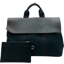 Hermes Men's Handbag Valpaline MM Bag Toile Canvas Leather Black With Pouch 99 Men''s Handbag price