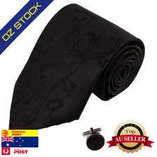 Dan Smith DAB1016 Black Patterned Woven Microfiber Tie Cufflinks Mens Tie Set Tie Set price