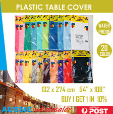 Plastic Table Cloth Colour Rectangle Cover For Wedding Birthday Party 137x274cm Tablecloth price