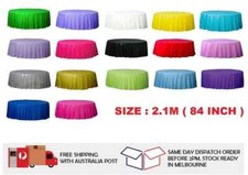 Table Cover Plastic Round Solid Colour TableCloth Wedding Birthday Party 2.1m Tablecloth price