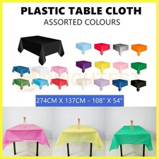 Plastic Table Cloth Colour Rectangle Cover Birthday Party Tablecover 137x274cm Tablecloth price