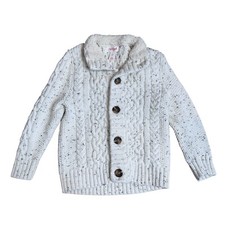 Cat & Jack Boys 3T Cable Knit Sweater Cardigan w/ Sherpa Lined Collar EUC Cream Boys' Sweater & Cardigan & Knitwear price