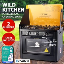 Devanti Portable Gas Oven Camping Stove LPG Gas Cooktop Picnic Outdoor Black Ovens price