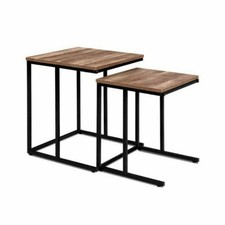 New Coffee Table Nesting Side Tables Wooden Rustic Vintage Metal Frame Nesting Tables price
