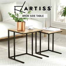 Artiss Coffee Table 2 Nest of Tables Set Side End Wooden Rustic Vintage Metal Nesting Tables price