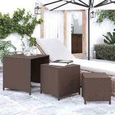 vidaXL Nesting Tables 3 pcs Brown Poly Rattan Nesting Tables price