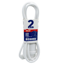 2M Power Extension Lead Cable, White, Stander Piggyback Plug, Heavy Duty Power Cable price