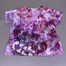 Breckenridge T-Shirt Women's Plus 2X Purple Floral Abstract Rhinestone V-Neck Women's T-shirt price