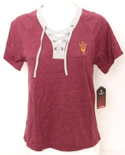 Arizona State Sun Devils ASU Colosseum Maroon Lace Up V-Neck T-Shirt Women's M Women's T-shirt price