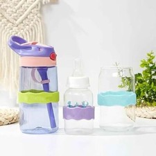 Silicone Baby Bottle Bands Solid Color Heat Insulation Bands Bottle Labels Baby Bottle price