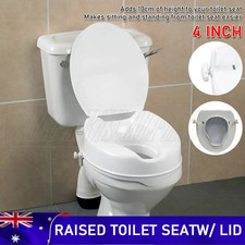 Raised Toilet Seat With Lid 10cm Rise Portable Home Aid Safety Riser Disabled AU Toilet price