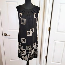 Women's 10 Summer Sheath Dress Black Geometric Office Workwear Funeral Modest Modest Clothing price