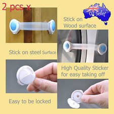 Child Adhesive Kid Baby Safety Drawer Door Lock Cupboard Cabinet Belt White x 2 Baby Cabinet Lock price
