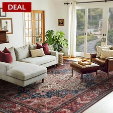 Deal Extra Large Vintage Rug Red Blue Plush Persian Retro Carpet Washable Runner Runner Rug price