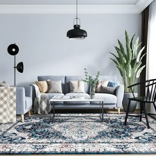 Extra Large Floor Rug Indigo Beautiful Medallion Vintage Carpet Washable Mat Runner Rug price