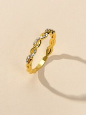 Band Women Gold Metal with Rhinestone Entangled Finger Ring Engagement Jewellery Gold Wedding Band price