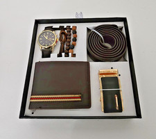 Charles Raymond Brown and Gold Tone Wallet, watch, belt set Men's Watch, Belt and Wallet Sets price