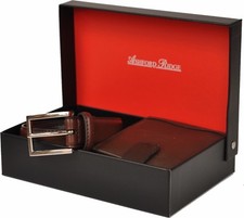 MENS ASHFORD RIDGE COATED LEATHER BELT & WALLET GIFT SET IN BLACK OR BROWN Men's Watch, Belt and Wallet Sets price