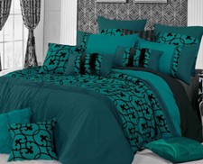 Floral Quilt Cover Black Teal Green Duvet Cover Set / Matching_Accessories Quilt price