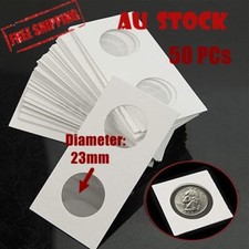 50x 23mm CARDBOARD COIN HOLDERS Staple Coin Holder Display Clear Window Folder Folder price
