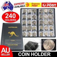 240 Coins Coin Album Australian Coin Collection Folder Book Holds Black Gold AU Folder price