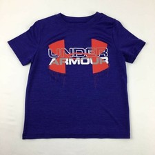 Under Armour Heat Gear Girls T-Shirt Purple Heathered Loose Fit Spell Out YXS Girls' T-shirt price
