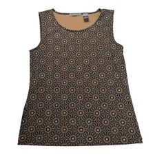 Liz Claiborne Tank Top Women's Medium Black Brown Geometric Casual Vacation Women's Tank Top price