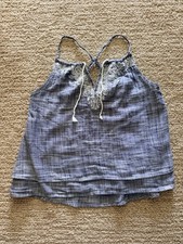 Abercrombie & Fitch Chambray Tank Top Cami Blue Embroidered overlay, Women’s Sml Women's Tank Top price