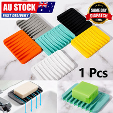 Silicone Soap Dish Soap Holder Rack Tray Plate Saver Storage For Bathroom NEW AU Soap Dish price