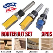 3PCS 1/4" Shank Flute Flush Trim Router Bit Set Top Bearing Milling Cutter Kit Router price