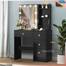 Black Dressing Table LED Vanity Mirror Dresser for Bedroom Furniture Makeup Dresser / Vanity Table price