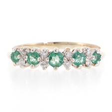 9Carat Yellow Gold Emerald & Diamond Eternity Ring (Size K 1/2) 4mm Wide Diamond Eternity Ring price