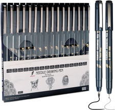 16 Pack Micro Fineliner Drawing Pens - Waterproof Black Ink, Assorted Tip Sizes Chisel Tip (Calligraphy) Pen price
