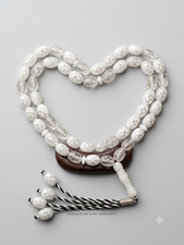 Handmade Islamic Tasbih 99 Beads White Stone Metal Prayer Rosary Gift Prayer Beads price