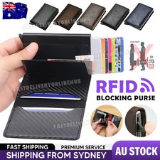 Men's RFID Blocking Slim Leather Wallet Credit Card ID Holder Carbon Fiber Purse Men's Wallet price