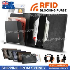 Men's RFID Blocking Slim Leather Wallet Credit Card ID Holder Carbon Fiber Purse Men's Wallet price