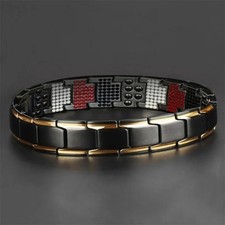Mens Double Strong Magnetic Therapy Bracelet Arthritis Pain Relief Jewelry AU Gold Bracelet price