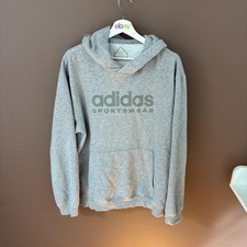 Adidas Hoodie Mens Large Grey Pullover Fleece Sweatshirt Sportswear Chest Logo Men's Sweatshirt price