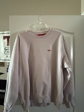 Supreme Small Box Logo Pink Crewneck Fleece Pullover Sweatshirt Size L Men's Sweatshirt price