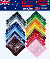 BANDANA Paisley & Plain Polyester Head Wrap Unisex Fashion Square Scarf Headscarf price