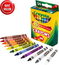 24 Pack Regular Crayons, Perfect for Art, Colouring and Drawing, Classic  Colour Wax Crayons price