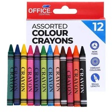 Crayons 9cm 12pcs Assorted Colours Kids Birthday Party Favour Drawing Stationery Wax Crayons price