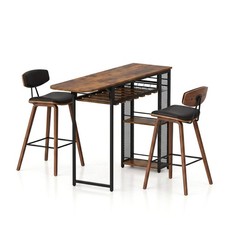 Artiss 3PCS Bar Table and Stools Set Dining Table Solid Wood Kitchen Chairs Cafe Dining & Kitchen Table price
